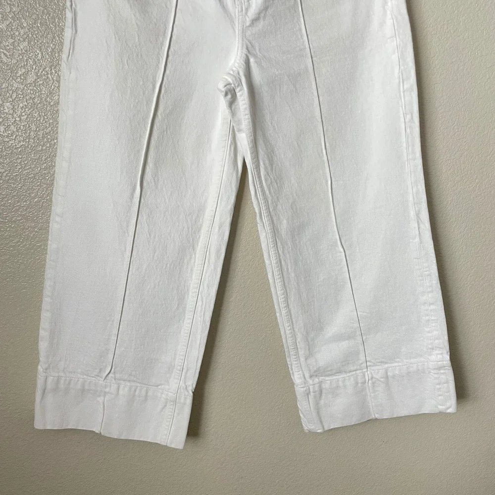 Zara‎ Jeans Womens Size 6 White High Rise Wide Leg Cropped Culotte Front Seam